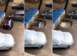 / Видео / Паркингот „се отворил“ и проголтал автомобил