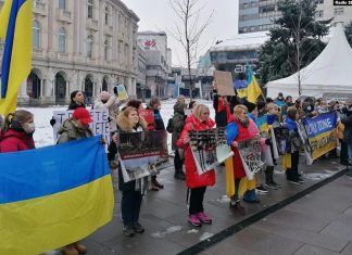 Протест во Скопје против руската инвазија врз Украина