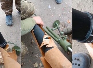 ВИДЕО КОЕ ГО ОБИКОЛИ СВЕТОТ: Украински војници отпакуваат минофрлач произведен во Нови Травник