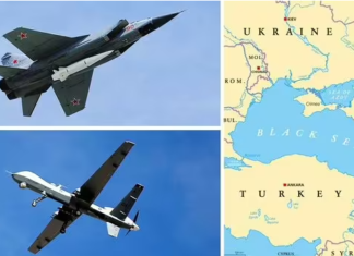 Руски авион удрил во американски дрон над Црното Море Фото: express.co.uk