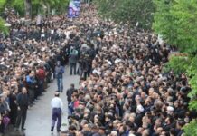Огромен број на граѓани во Табриз: Почна првата церемонија за збогување со иранскиот претседател