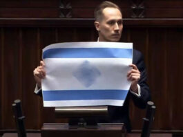 Полски политичар во Парламентот израелското знаме го покажа со свастика